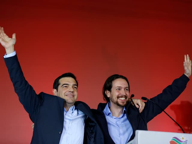 Alexis Tsipras und Podemos-Chef Pablo Iglesias