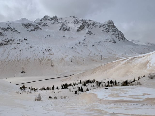 Roter Schnee am Julierpass.