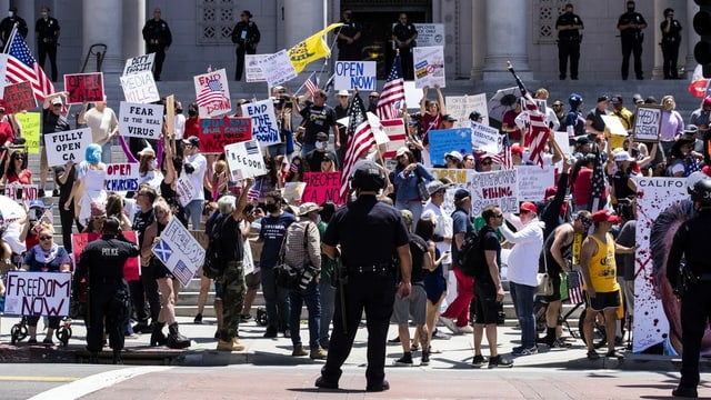 A gathering of protesters in Los Angeles.