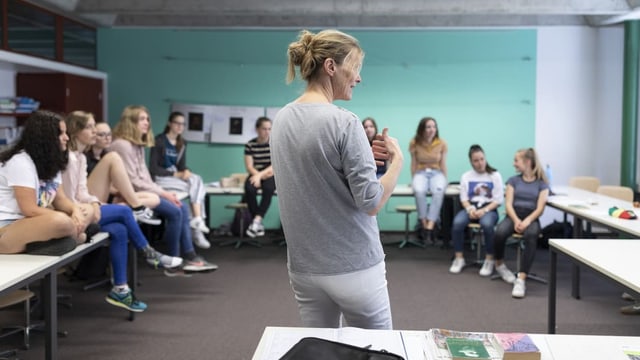 Lehrerin vor der Klasse.