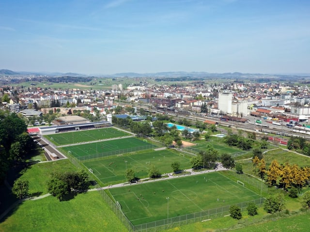 Visualisierung der Sportanlage Buechenwald von Osten