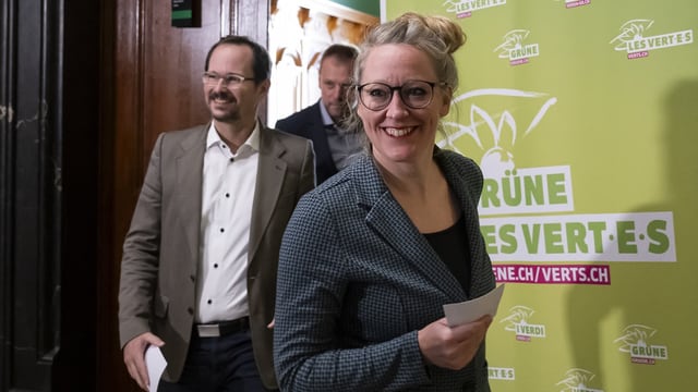 Links Mann in Anzug mit runder Brille, rechts Frau mit grosser Brille, lächeln beide.