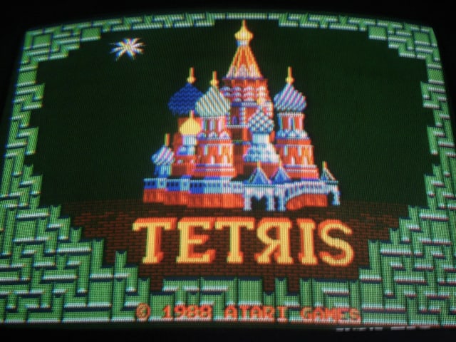 Ein Screenshot des Tetris-Titelbildes