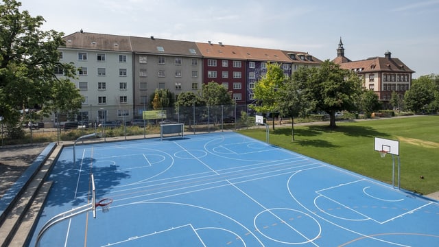 Auf der Dreirosenanlage befindet sich ein Sportplatz, eine grosse Wiese sowie ein Jugendzentrum.