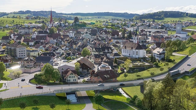 Visualisierung eines Teils der geplanten Umfahrungsstrasse bei Beromünster.