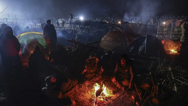 Belarus-Grenze bei Nacht