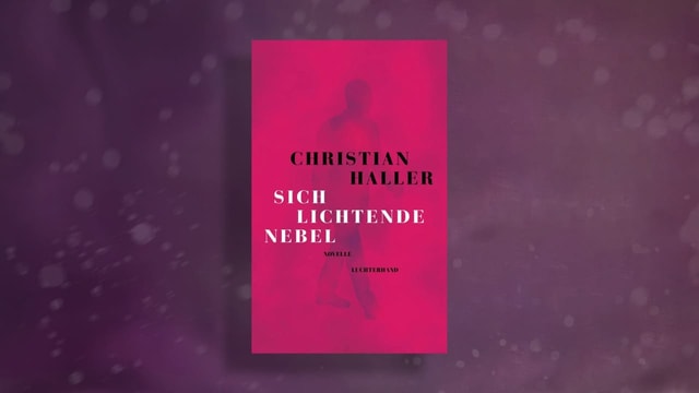 Pink Buchcover mit dem Schatten einer Person im Hintergrund und Schrift in schwarz und weiss, im Hintergrund violett.