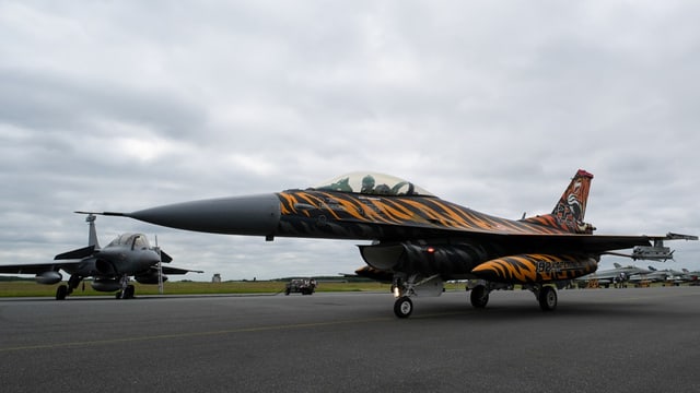 Kampfjet mit Tigerfellbemalung.