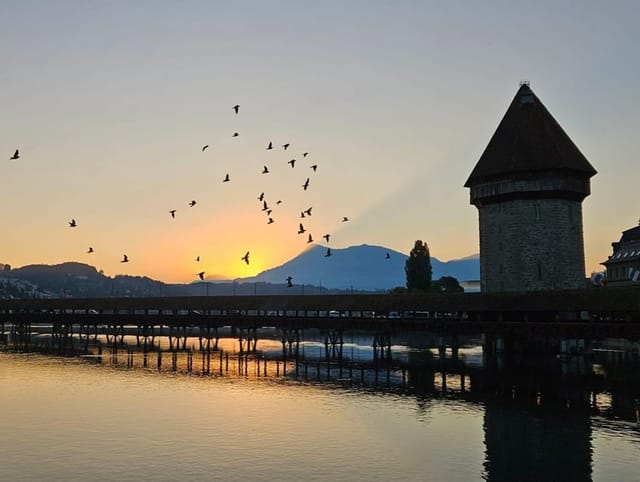 Kappelbrücke bei Sonnenuntergang