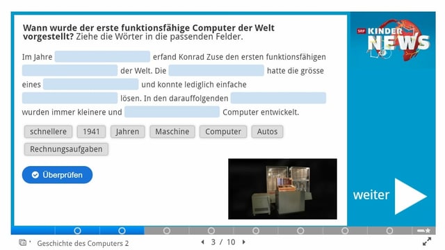 Eine Frage aus dem Quiz mit Multiple-Choice Antwortmöglichkeiten.