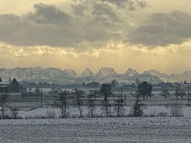 Churfirsten with snow from afar