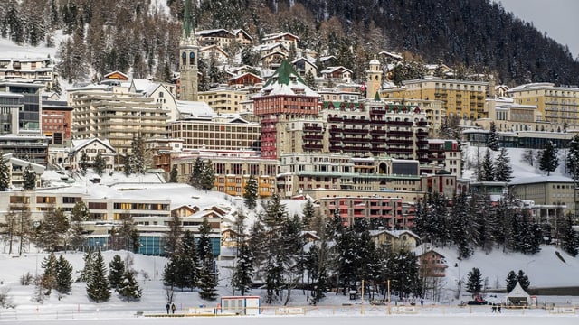 View of the snow-covered St. Moritz.