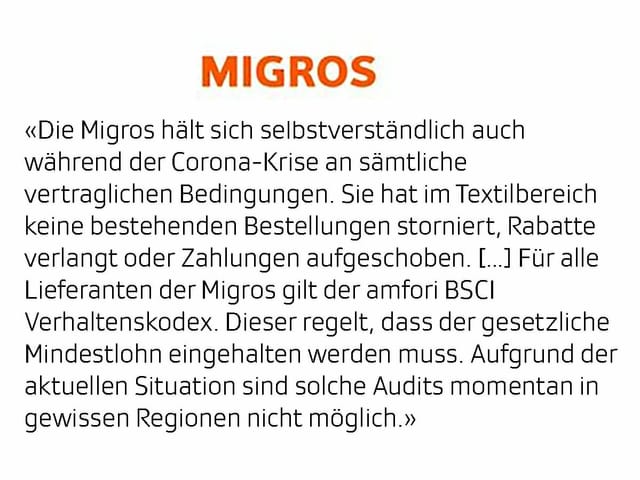 Migros Antwort