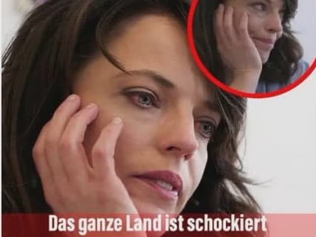 Frau mit nachdenklichem Gesichtsausdruck, roter Text 'Das ganze Land ist schockiert'.