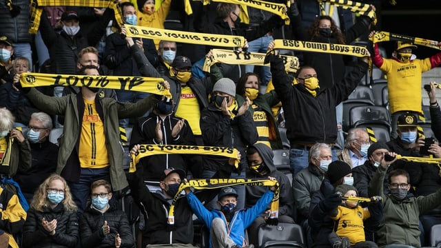 YB fans with masks in the stadium.