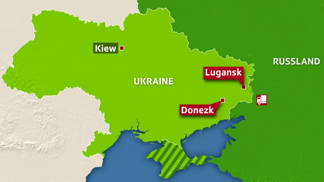 Karte Ukraine und Grenzregion zu Russland.