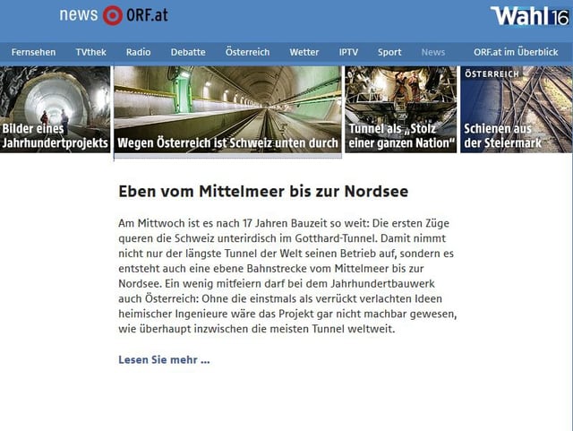 Screenshot von orf.at