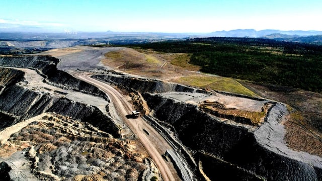 Kohlemine aus der Luft.