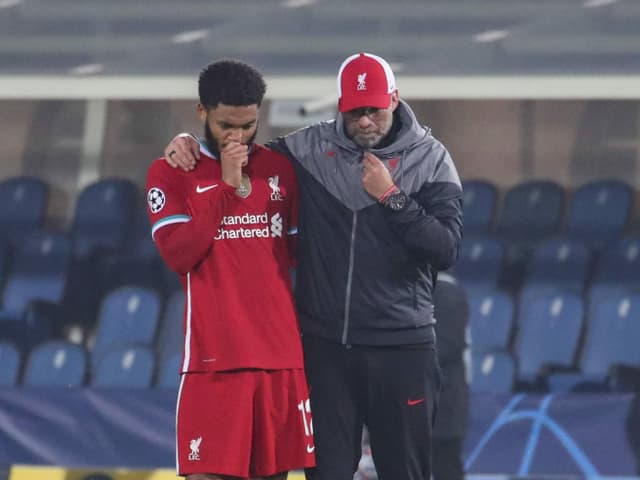 Jürgen Klopp with defender Joe Gomez. 