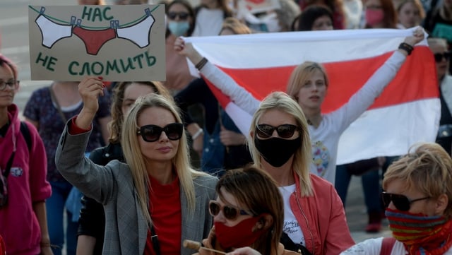 Women in a demonstration against the government