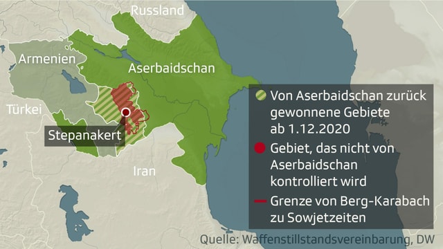 Karte von Armenien und Aserbaidschan.