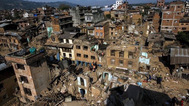 Zerstörung in Sankhu am Stadtrand von Kathmandu. (Bild vom 5. Mai 2015)