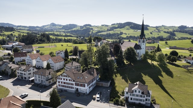 Luftbild von Stein AR mit Kirche