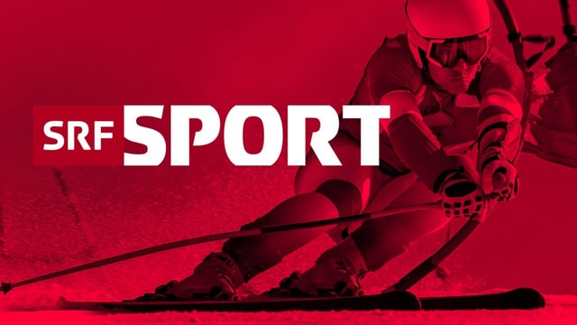 Neues Logo von SRF Sport: Im Hintergrund ist ein Skifahrer zusehen. Der Hintergrund ist rot. 