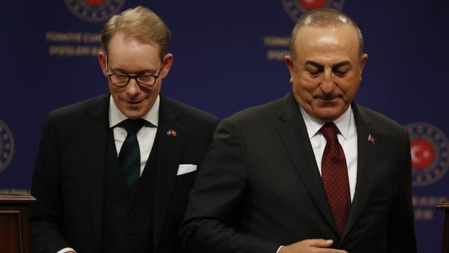 Die beiden Aussenminister Mevlüt Cavusoglu (rechts) und Tobias Billström (links) 