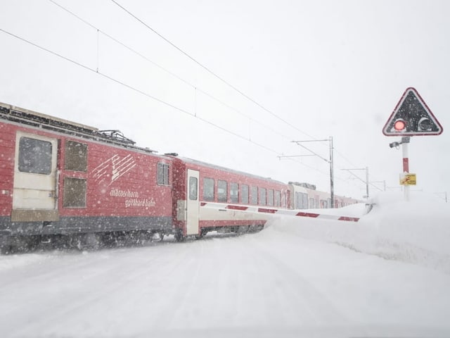 Railroad at a level crossing.