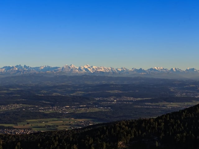 Blick vom Jura auf die Alpen