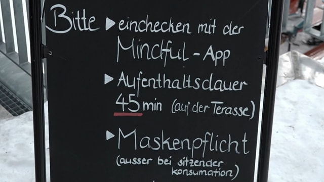 Board with the rules for staying on the terrace in Melchsee-Frutt