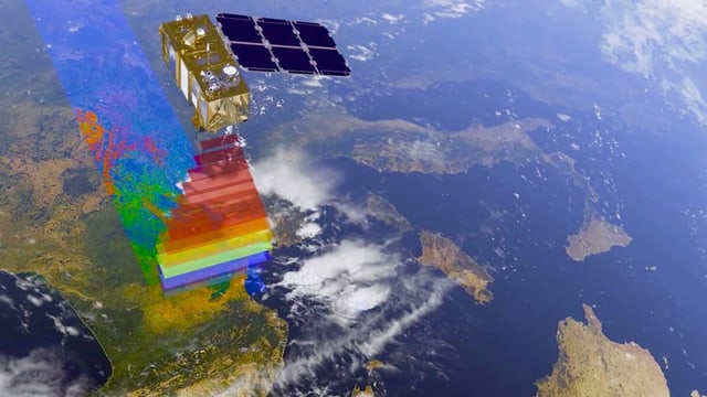 Auf dem Bild ist der Satellit Sentinel-2 zu sehen.