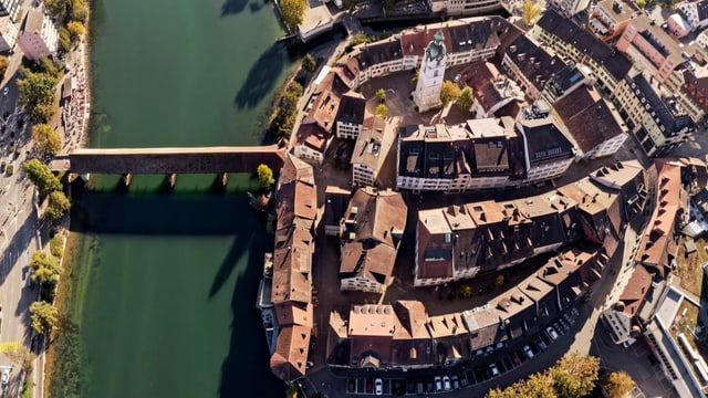 Blick von oben auf die Oltner Altstadt.