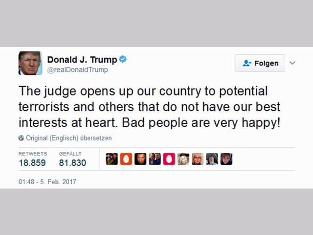 Tweet von Trump.