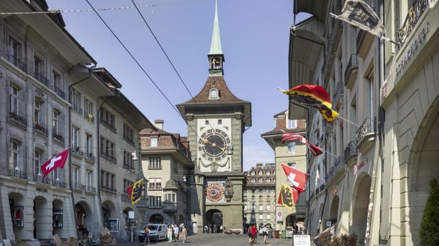 Blick in die Kramgasse und auf die Zytglogge