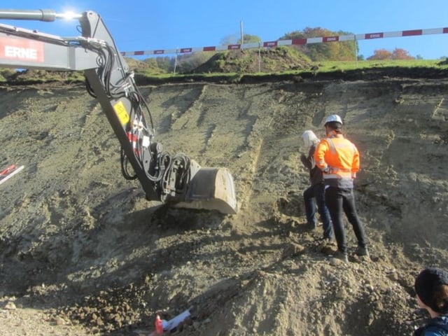 Bagger und Grube