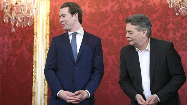 Im Bild: Kurz (links) mit dem Grünen Vizekanzler Werner Kogler.