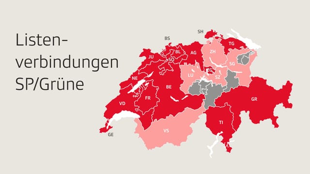 In allen Kantonen ausser beiden Appenzell, Ob- und Nidwalden sowie Glarus und Uri haben Grüne und SP Listenverbindungen.