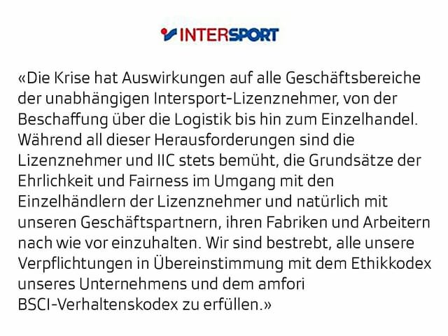 Antwort Intersport