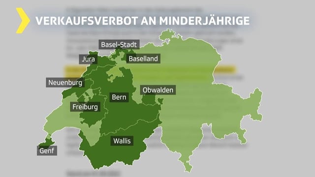 Schweizerkarte mit 9 hervorgehobenen Kantonen