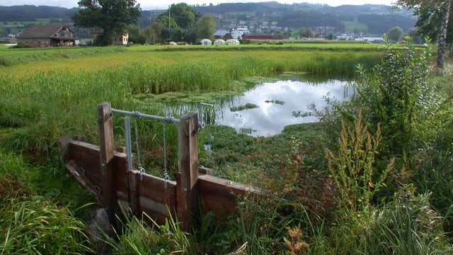 Rückhaltebecken mit Schieber