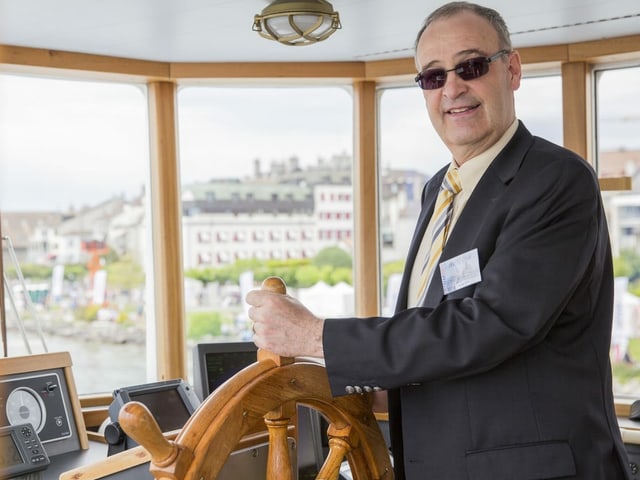 Guy Parmelin as captain on Lake Geneva. 