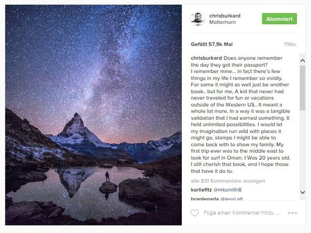 Das Matterhorn bei Nacht mit der Milchstrasse im Hintergrund.