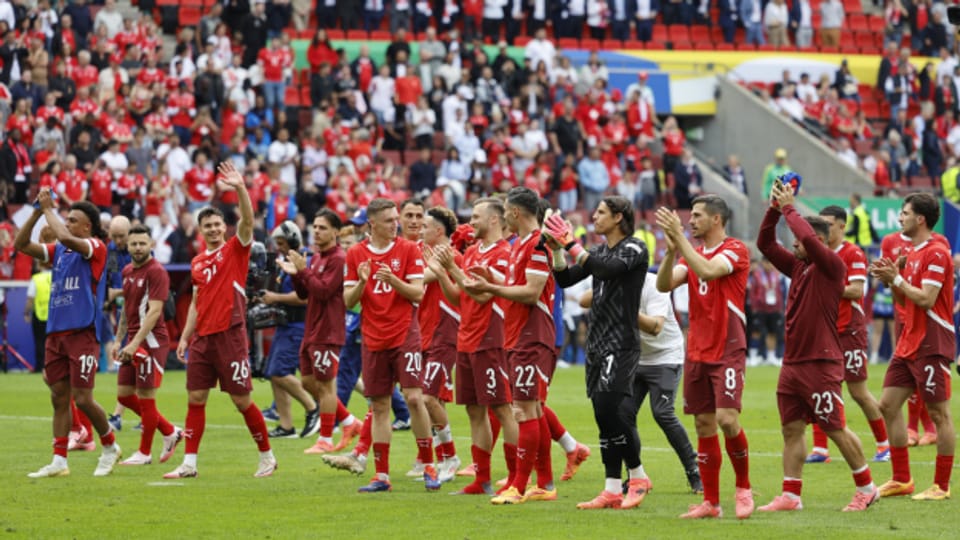 Die Schweizer Nati nach dem 3:1 gegen Ungarn.