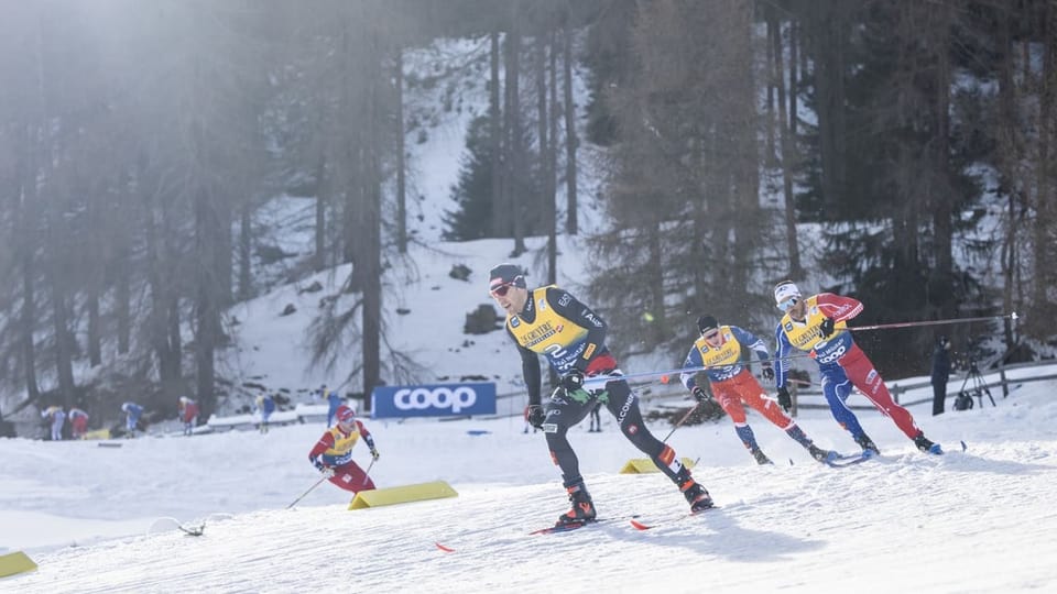 Langlaufrennen in Tschierv, Val Müstair, auf ausreichend Schnee