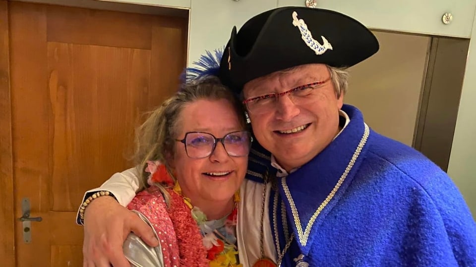 Justin Meyer und seine Frau Elisabeth verkleidet an der Fasnacht.