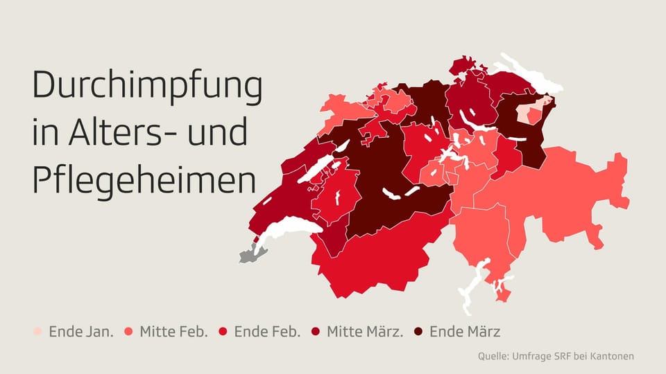 Grafik zu den Unterschieden zwischen den Kantonen bei der Durchimpfung von Altersheimen.