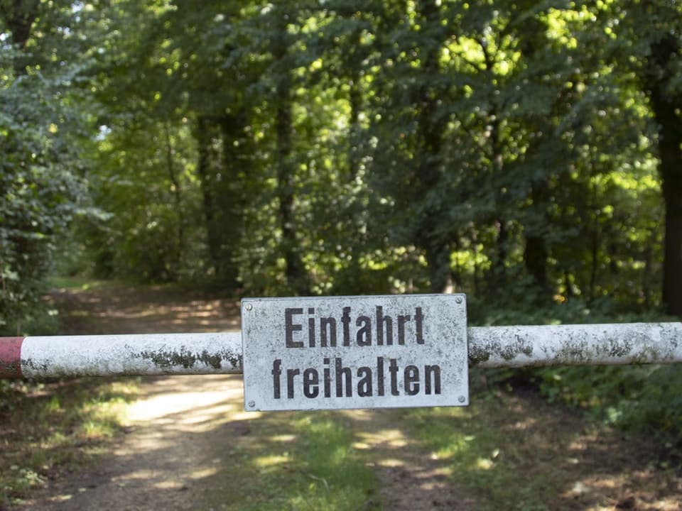 Bild einer Verbotstafel vor einem Waldweg