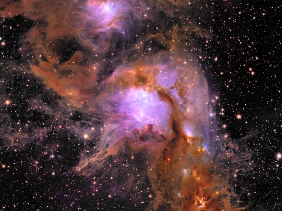 Colorful nebula clouds in space.